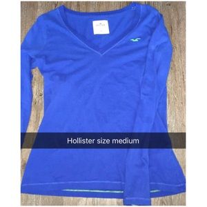 Hollister Blue Long Sleeve V-neck